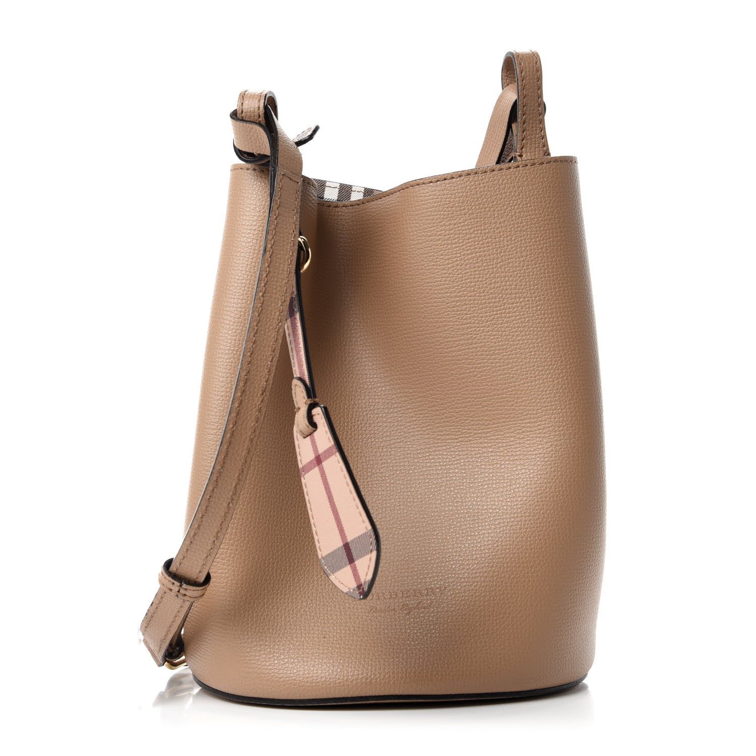 Burberry Calfskin Small Lorne Bucket Crossbody Natural 1 of 9