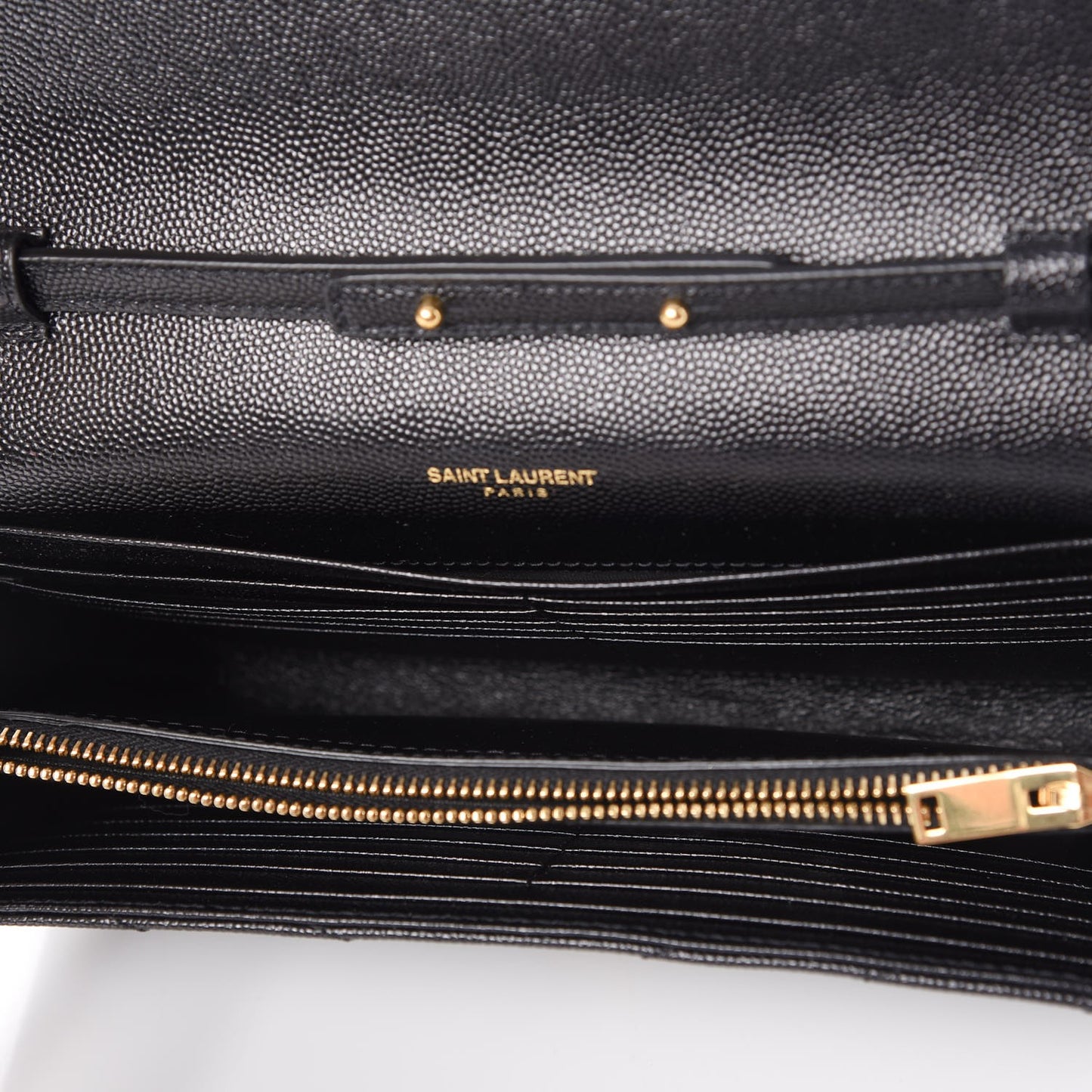 Grain De Poudre Matelasse Chevron Monogram Chain Wallet Black