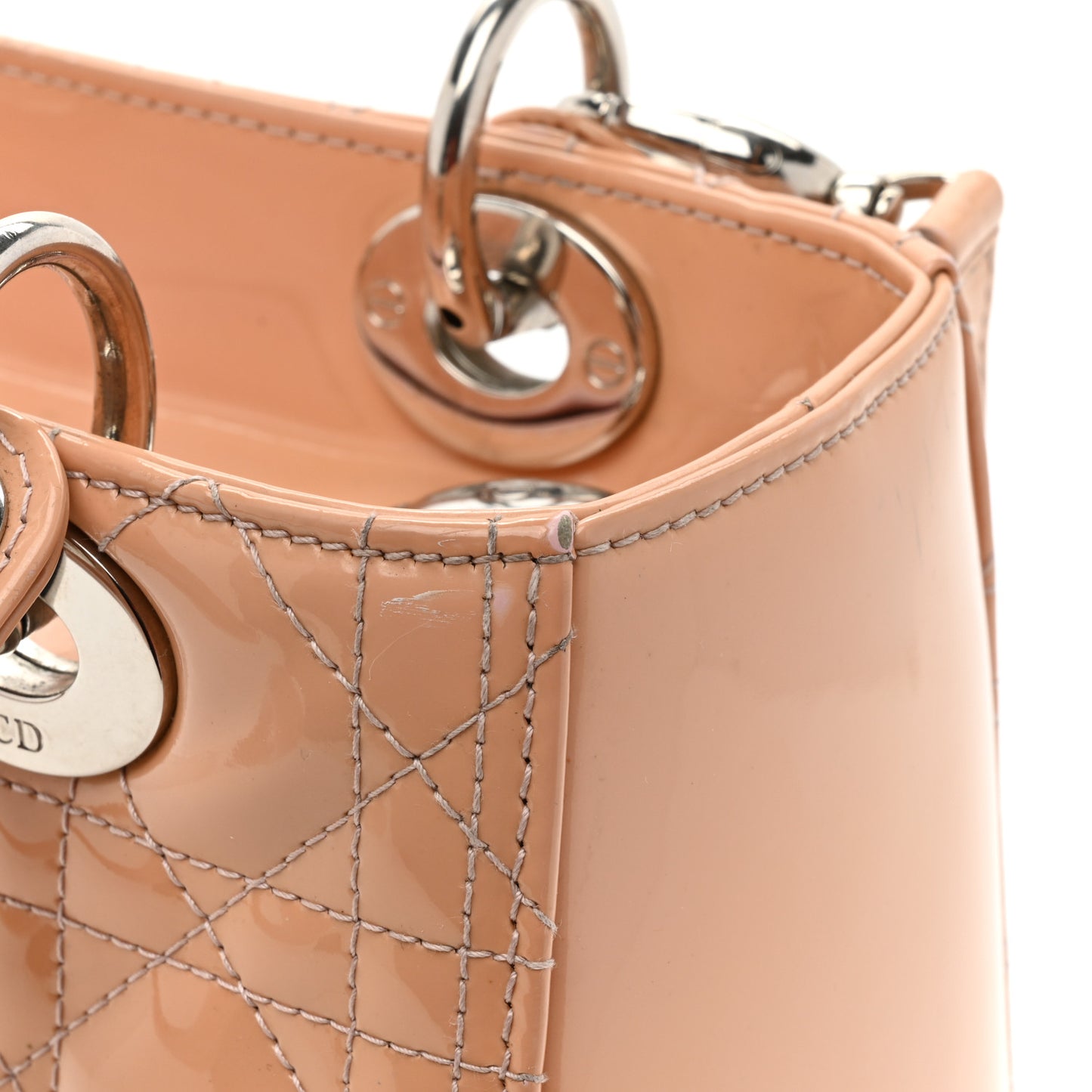 Patent Cannage Medium Lady Dior Rose Clair