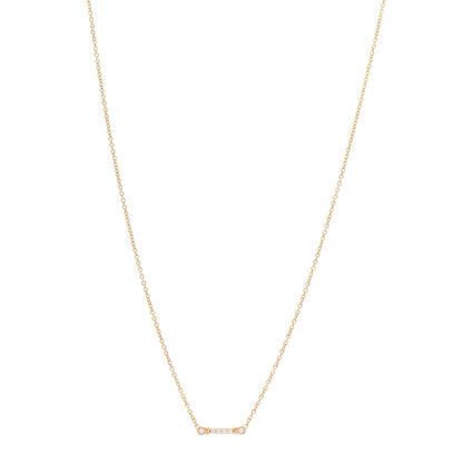 Tiffany 18K Rose Gold Diamond Fleur de Lis Key Bar Pendant Necklace 1 of 5