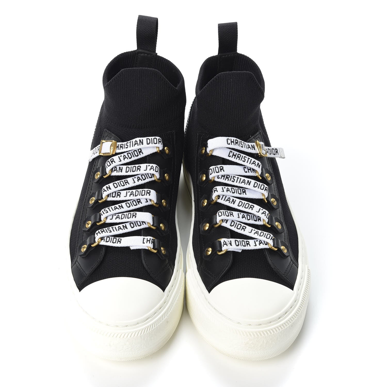Christian Dior Technical Knit Calfskin Womens Walk'N'Dior High Top Sneakers 38.5 Black 5 of 11
