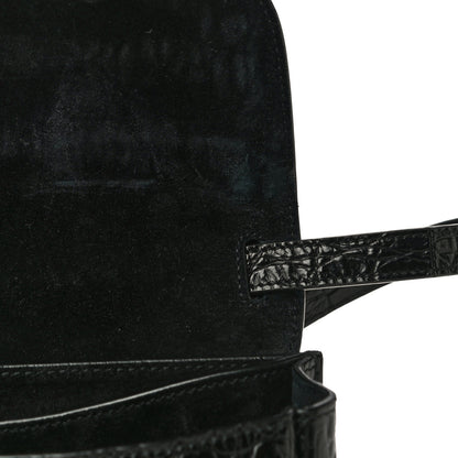 Saint Laurent Crocodile Embossed Calfskin Small Kaia Satchel Black 8 of 11