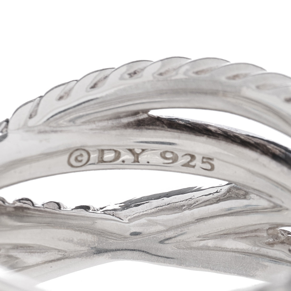 David Yurman Sterling Silver Diamond Blue Topaz 16mm Cable Wrap Ring 52 6 4 of 4