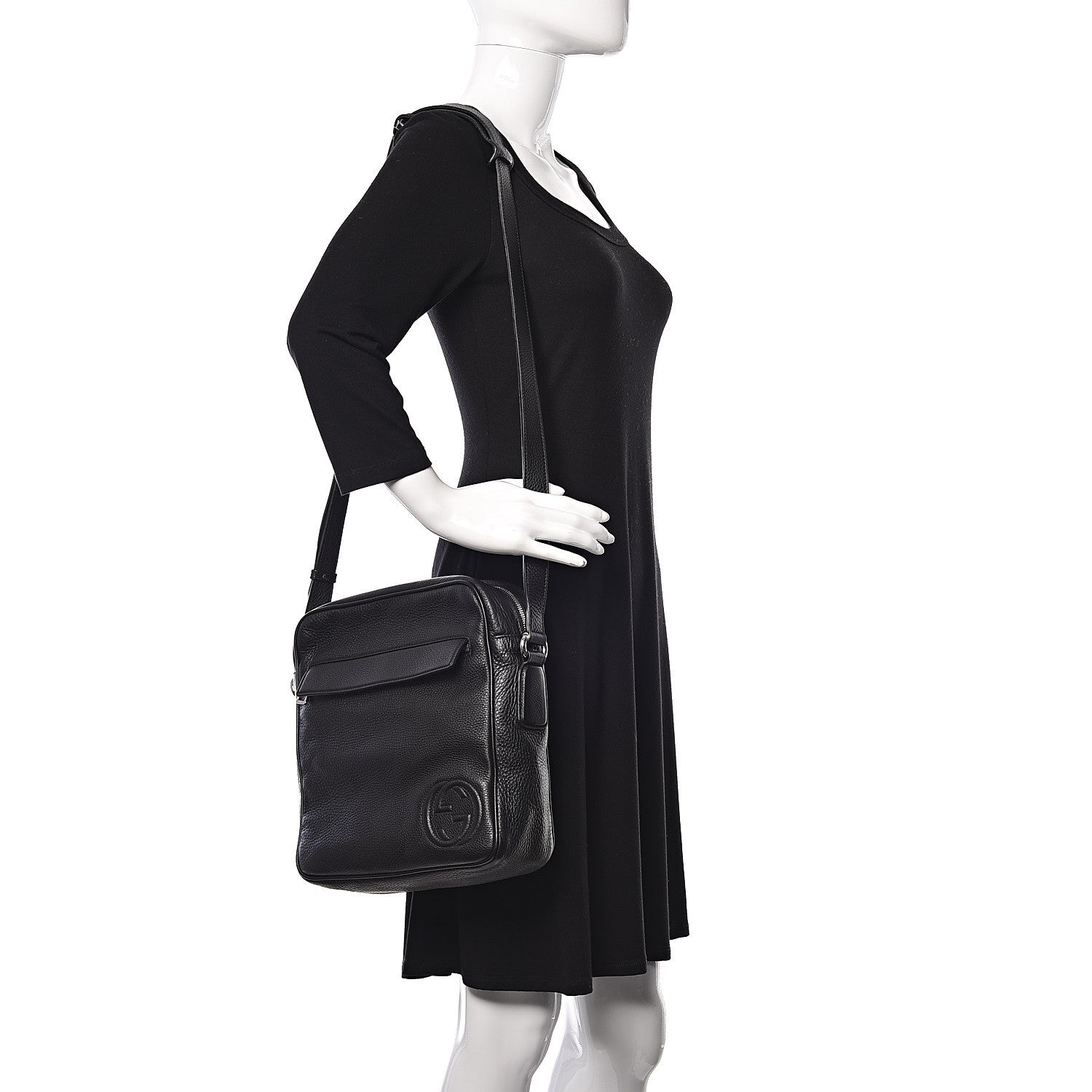Gucci Pebbled Calfskin Medium Soho Messenger Bag Black 2 of 10