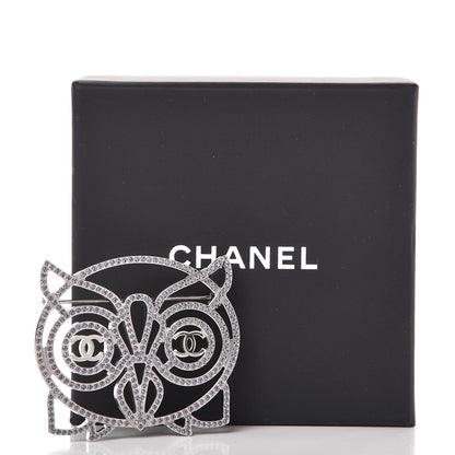 Chanel Strass Crystal Owl CC Brooch Purple 5 of 5