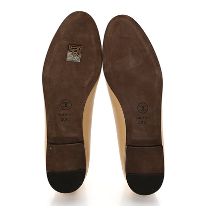 Chanel Lambskin Cap Toe CC Ballerina Flats 40.5 Beige Black 5 of 8