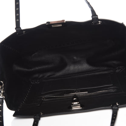 Valentino Garavani Vitello Medium Rockstud Tote Black 6 of 9