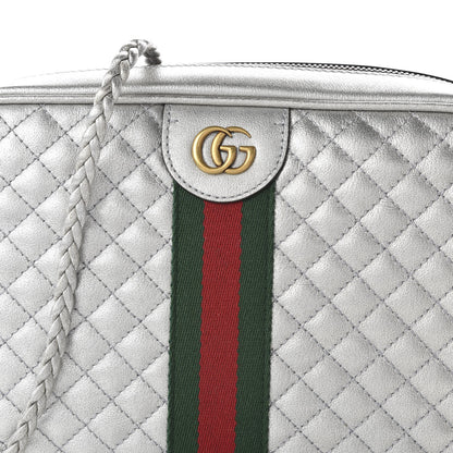 Gucci Laminated Nappa Web Trapuntata Small GG Shoulder Bag Argento 10 of 11
