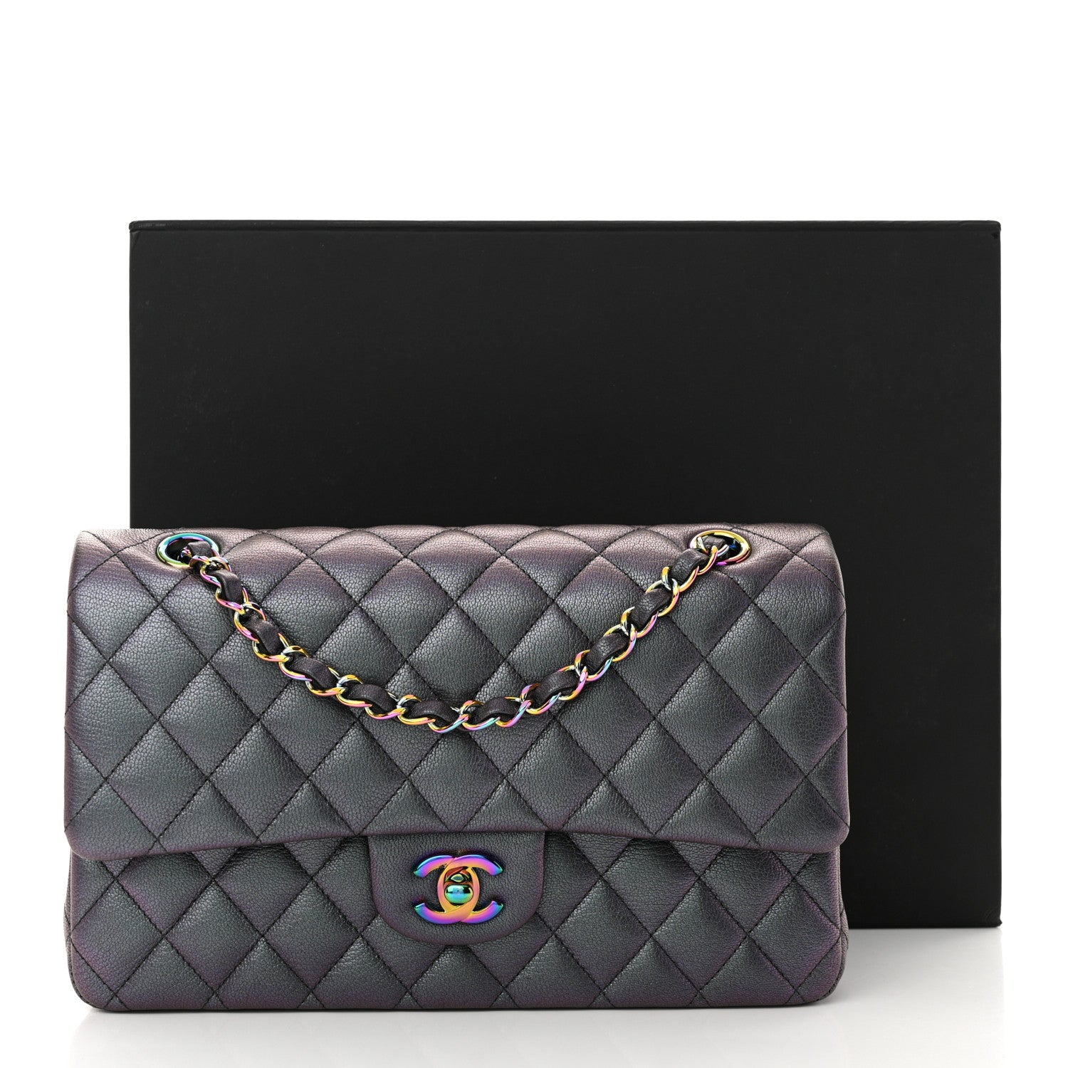 Chanel Iridescent Goatskin Quilted Medium Double Flap Purple 12 of 12