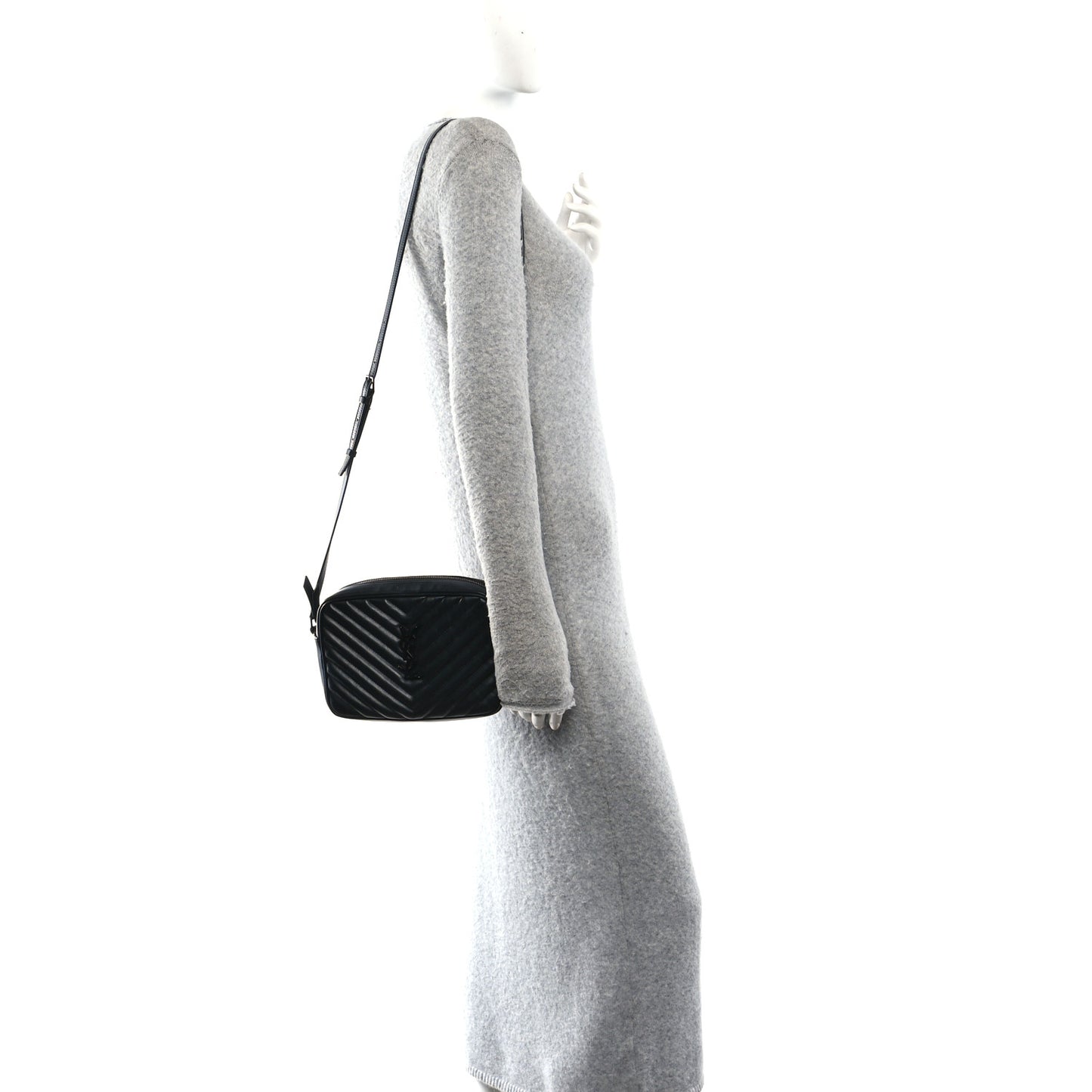 Calfskin Matelasse Monogram Monochrome Lou Camera Bag Black