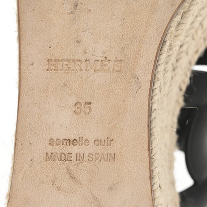 Hermes Nappa Ithea Espadrille Wedge Sandals 35 Black 7 of 11