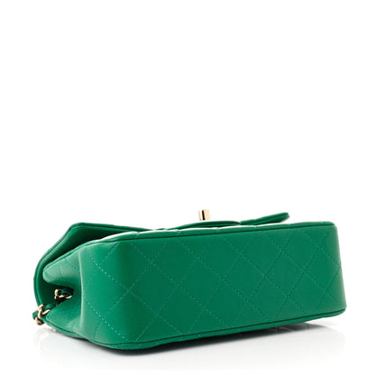 Chanel Lambskin Quilted Mini Top Handle Rectangular Flap Green 4 of 11