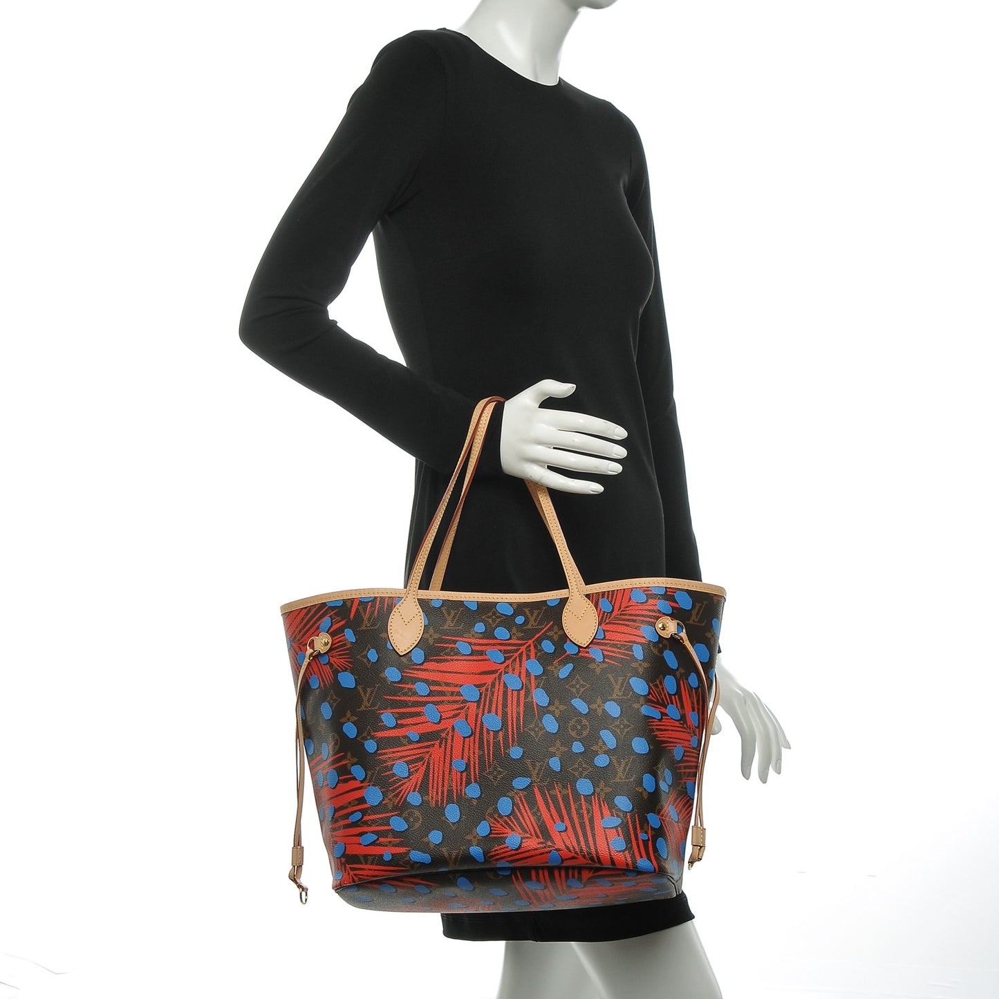 Monogram Jungle Dots Neo Neverfull MM Coquelicot Denim