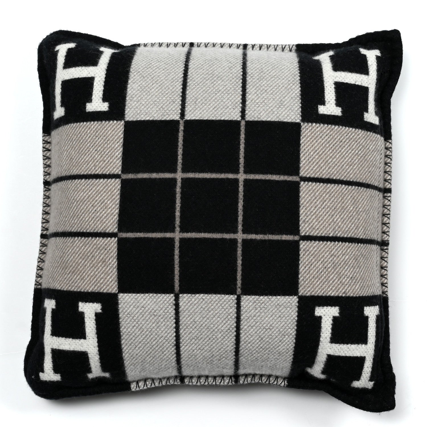 Hermes Wool Cashmere Avalon III Pillow PM Ecru Black 1 of 3