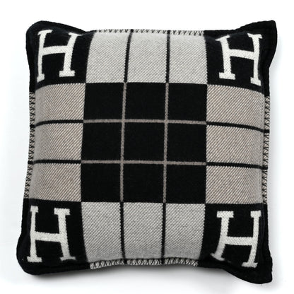 Hermes Wool Cashmere Avalon III Pillow PM Ecru Black 1 of 3