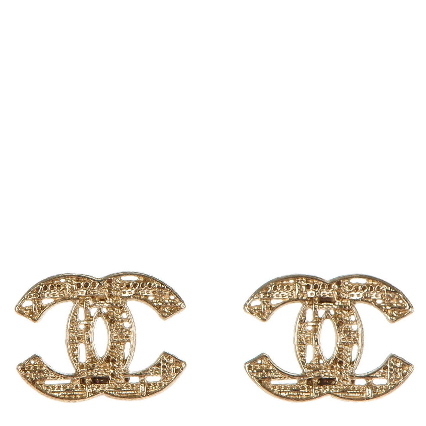 Tweed Effect CC Earrings Gold