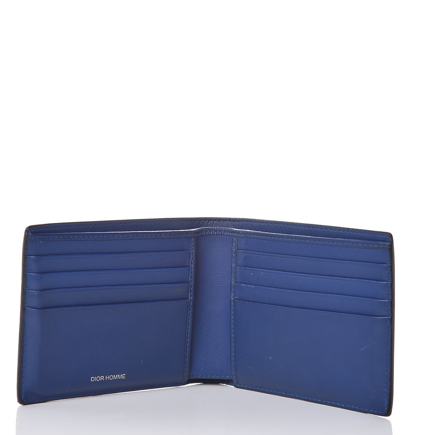 Christian Dior Calfskin Striped Men's Bifold Wallet Blue Black 5 of 10