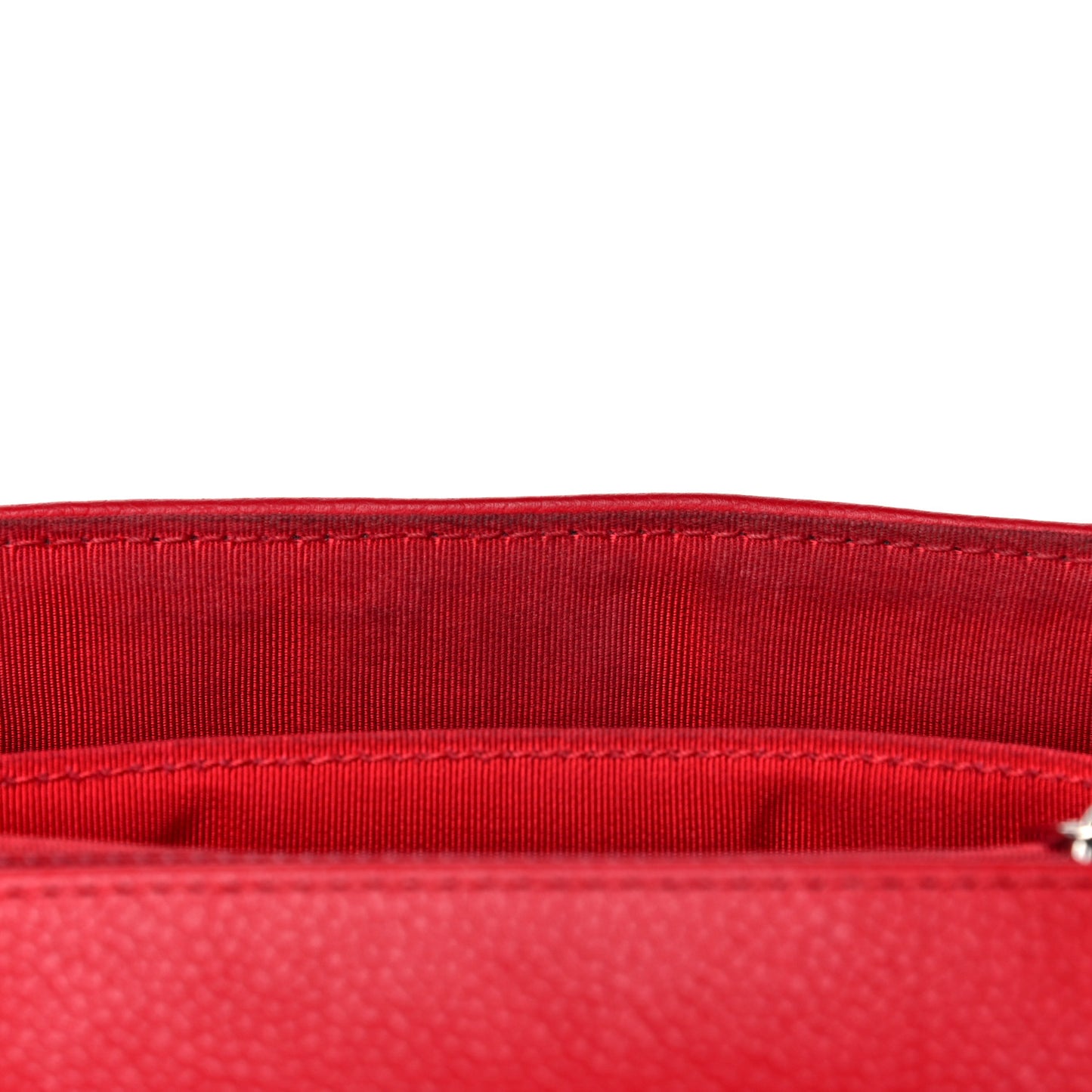 Caviar Chevron Quilted Small Single Flap Red