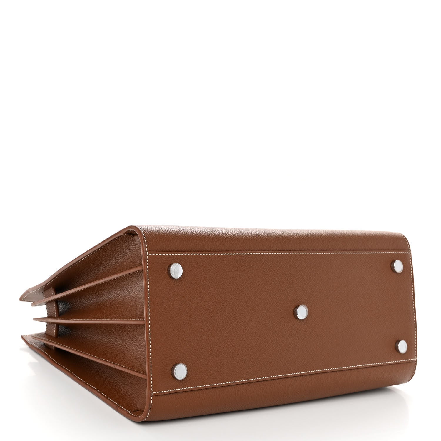 Saint Laurent Grained Calfskin Topstitch Small Sac De Jour Cognac 4 of 9
