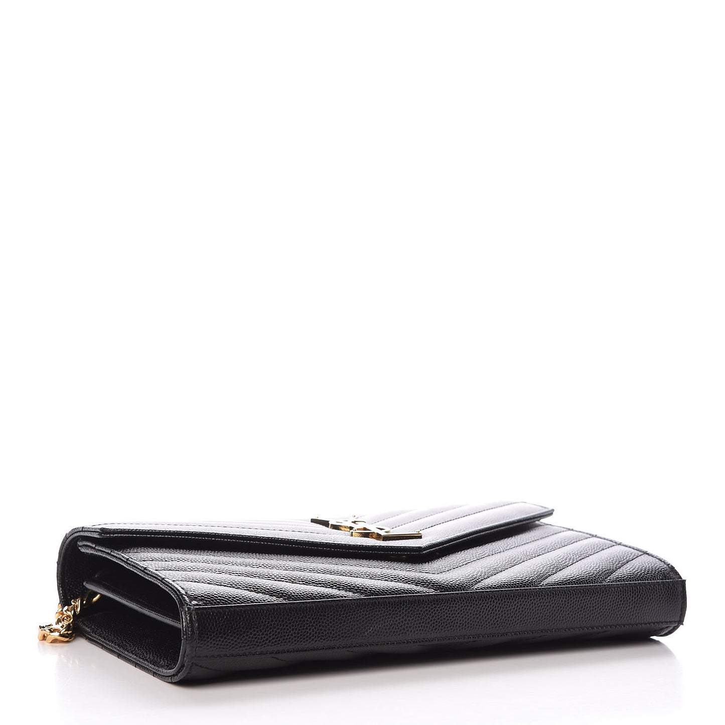 Grain De Poudre Matelasse Chevron Monogram Chain Wallet Black