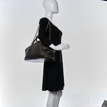 Chanel Glazed Caviar Quilted Large Frame Tote Brown 3 of 10