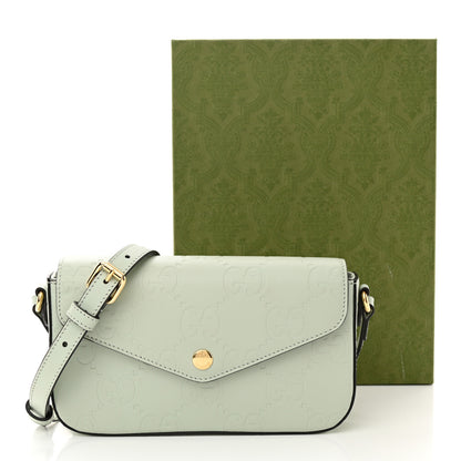Gucci Calfskin GG Super Mini Shoulder Bag Pale Green 14 of 14