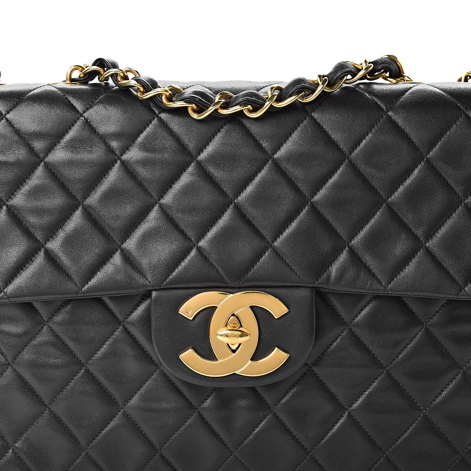 Chanel Lambskin Quilted XL Jumbo Single Flap Black 9 of 17