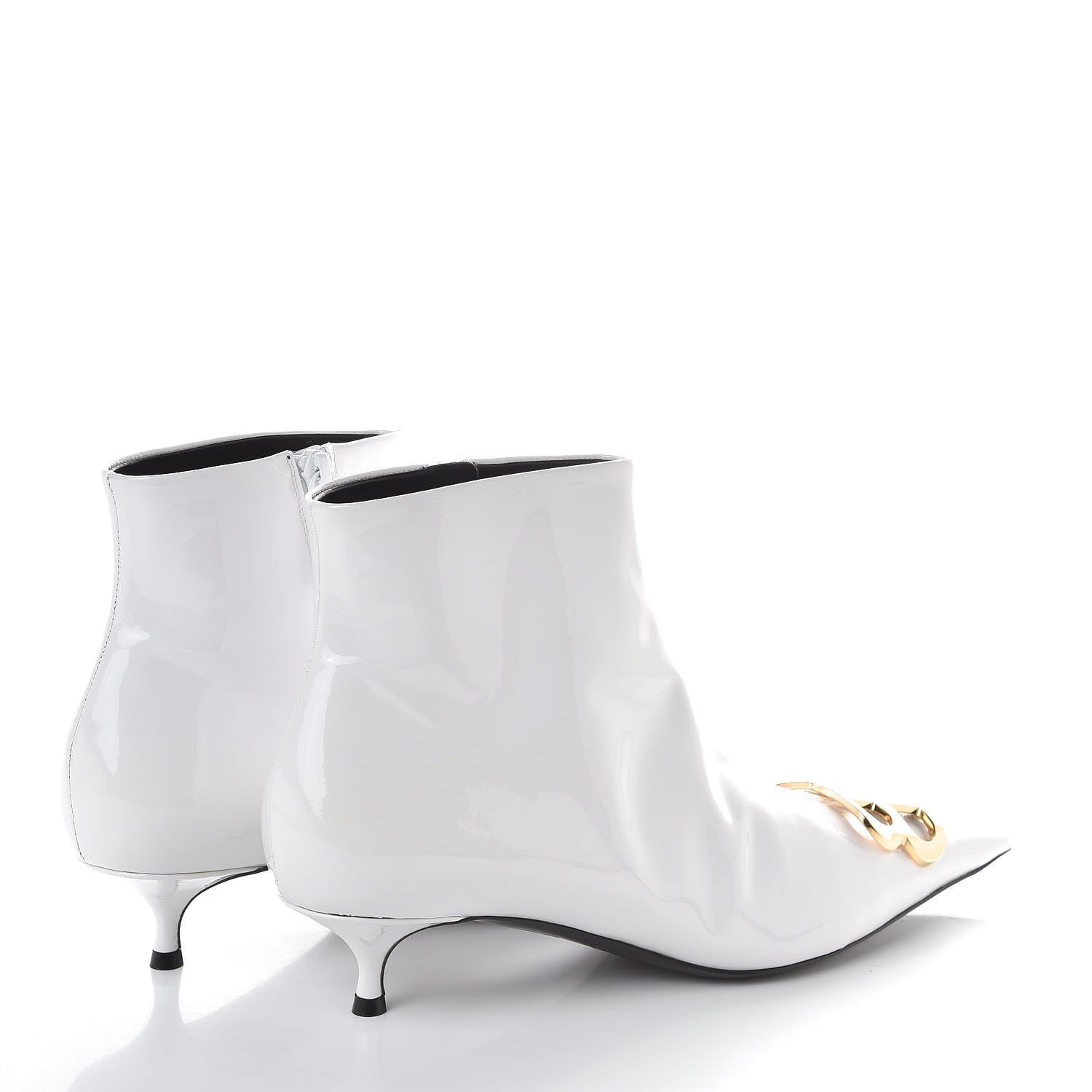 Balenciaga Patent BB Pointy Toe Ankle Booties 40 Optical White 4 of 10