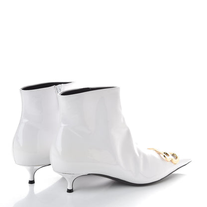 Balenciaga Patent BB Pointy Toe Ankle Booties 40 Optical White 4 of 10
