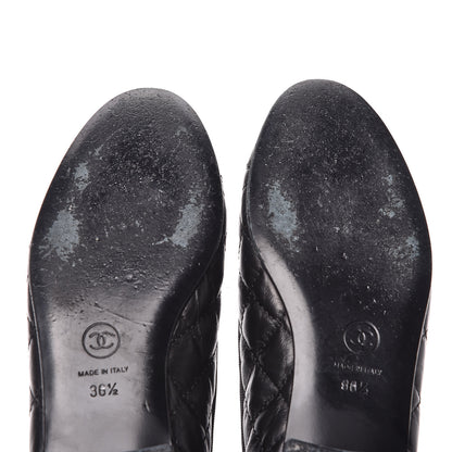 Chanel Aged Calfskin Quilted CC Cap Toe Ballerina Flats 36.5 Black 11 of 14