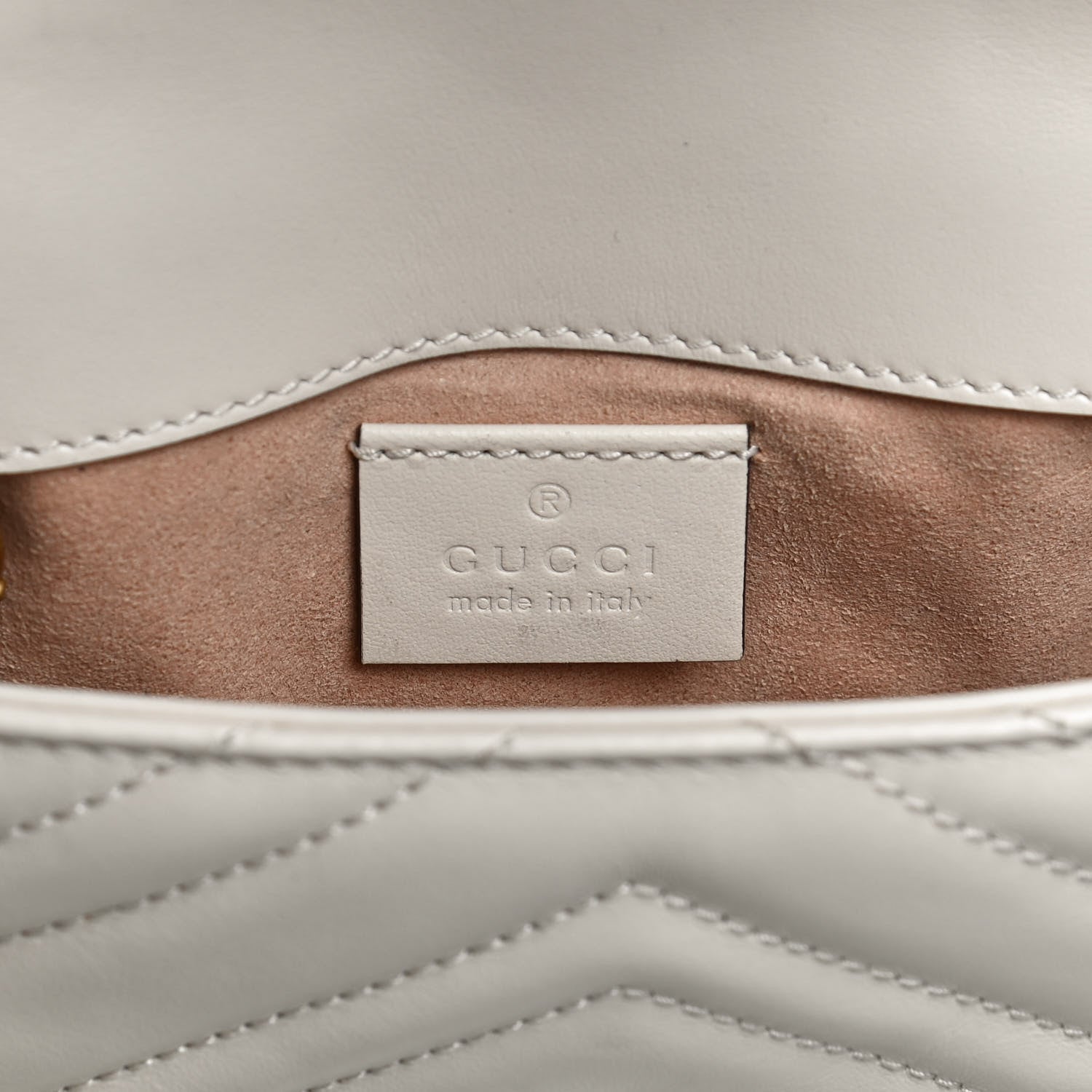 Gucci Calfskin Matelasse Super Mini GG Marmont Shoulder Bag White 6 of 14