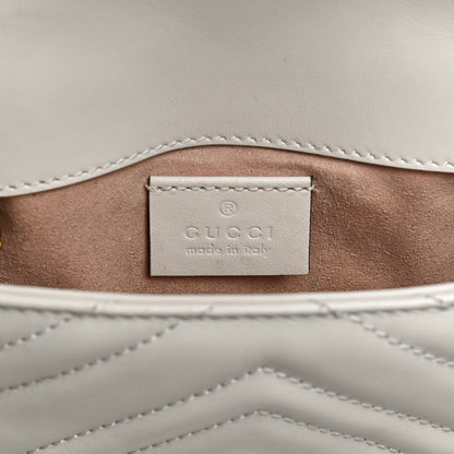 Gucci Calfskin Matelasse Super Mini GG Marmont Shoulder Bag White 6 of 14