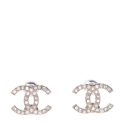 Chanel Crystal Pearl CC Earrings Light Gold 1 of 4