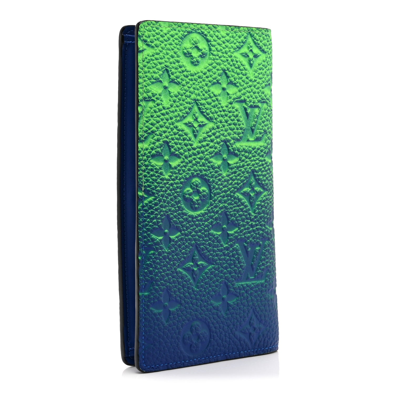 Louis Vuitton Taurillon Illusion Brazza Wallet Bleu Vert 3 of 10