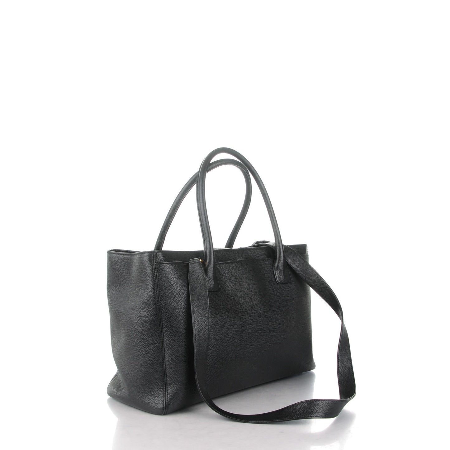 Calfskin Cerf Executive Shopper Tote Black