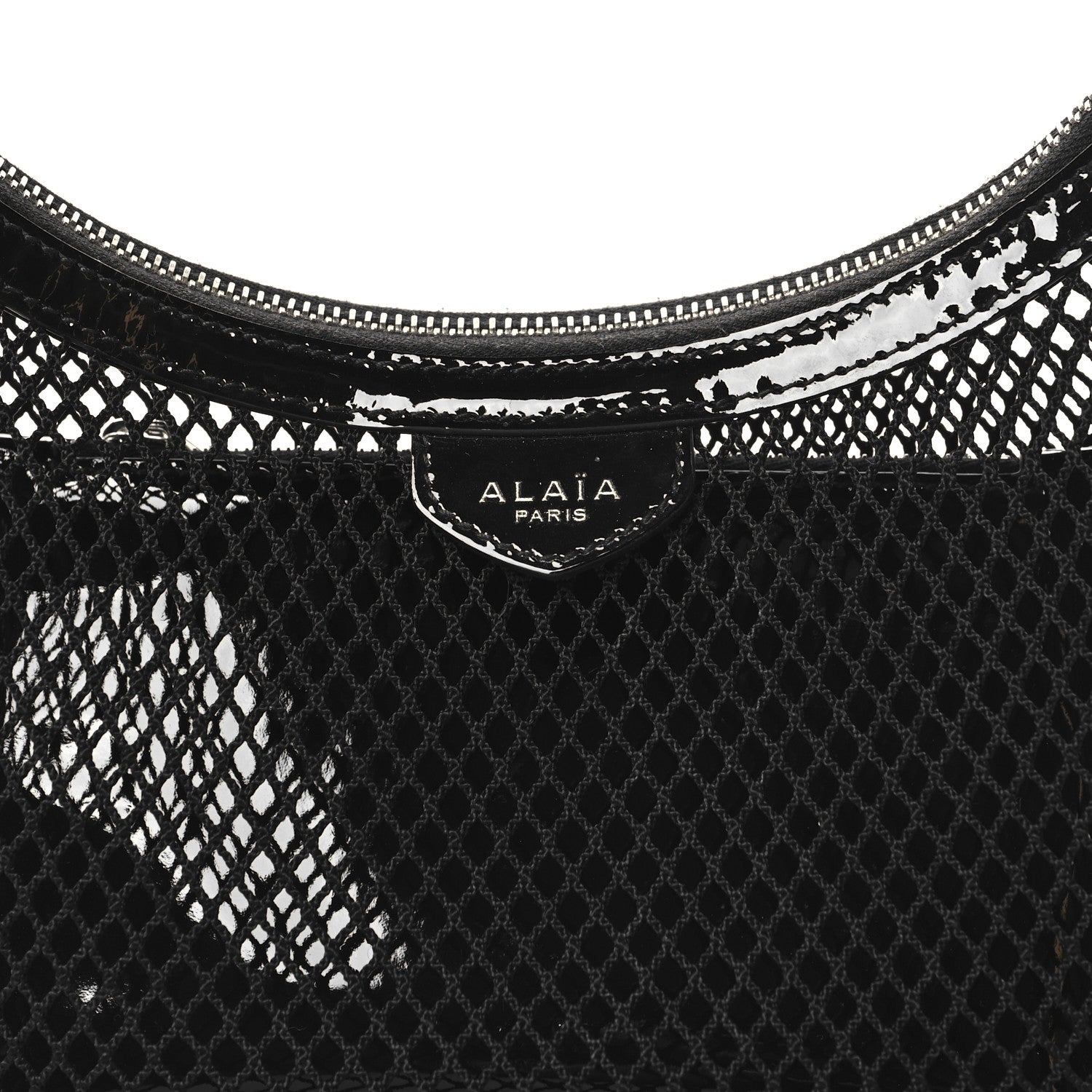 Alaia Net Patent Calfskin One Piece Demi Lune Black 7 of 9