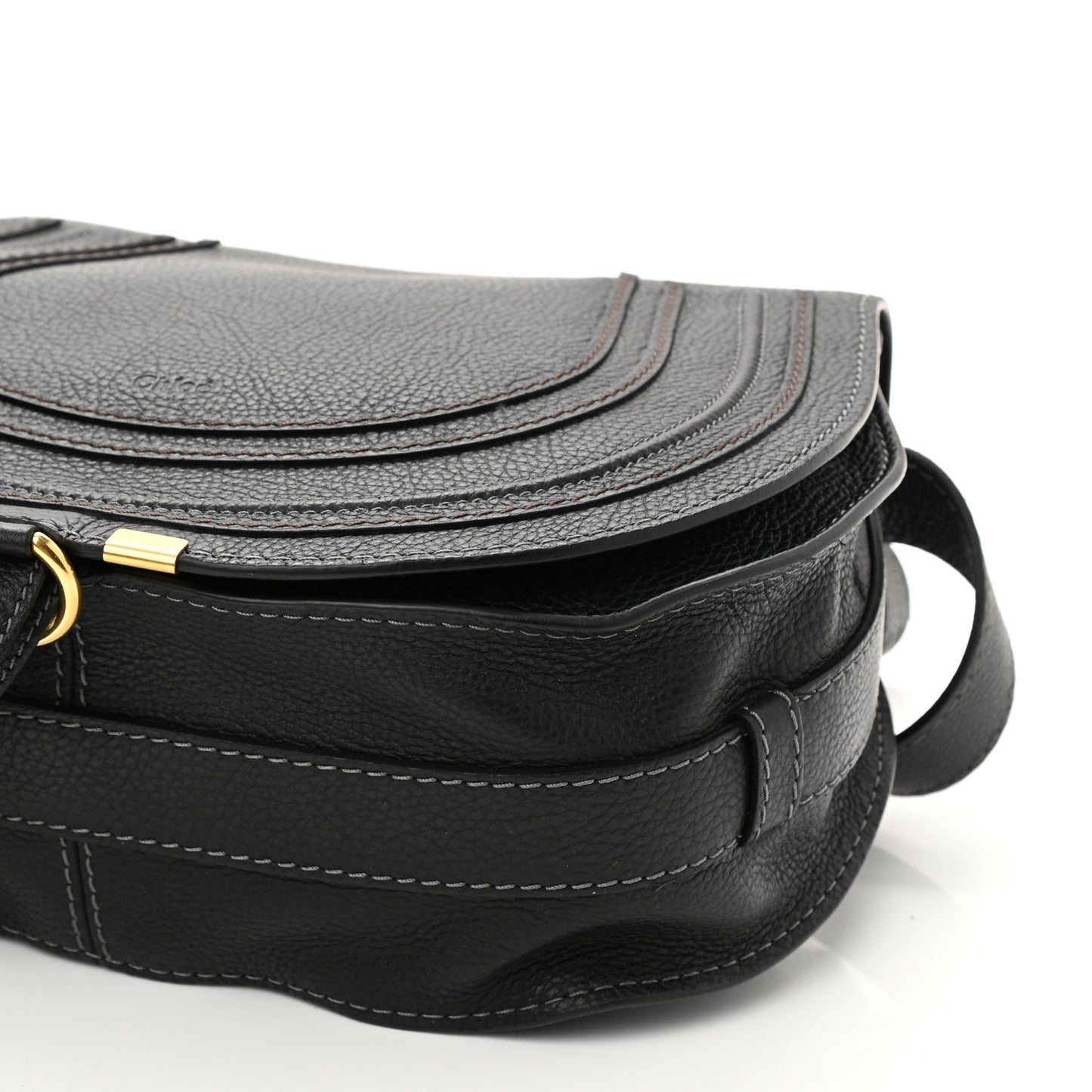 Calfskin Medium Marcie Round Crossbody Bag Black