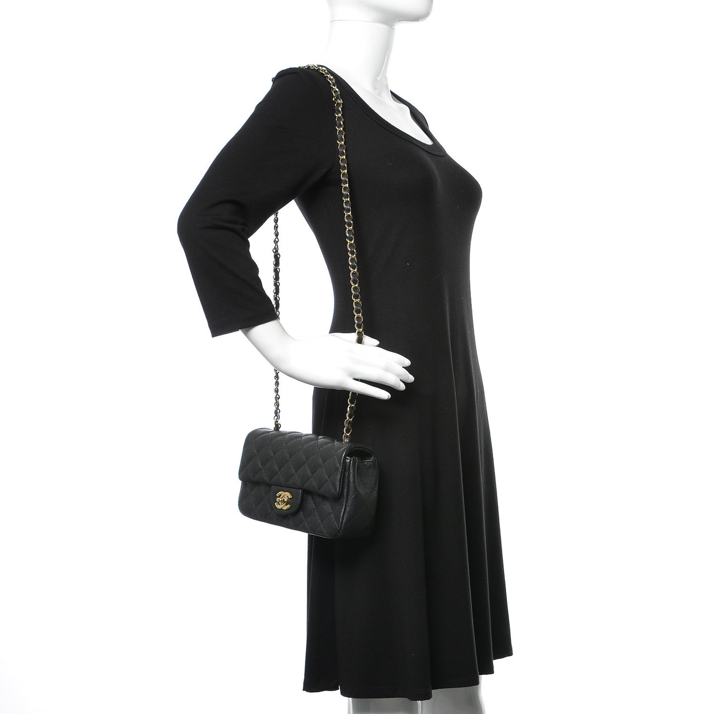 Caviar Quilted Mini Rectangular Flap Black