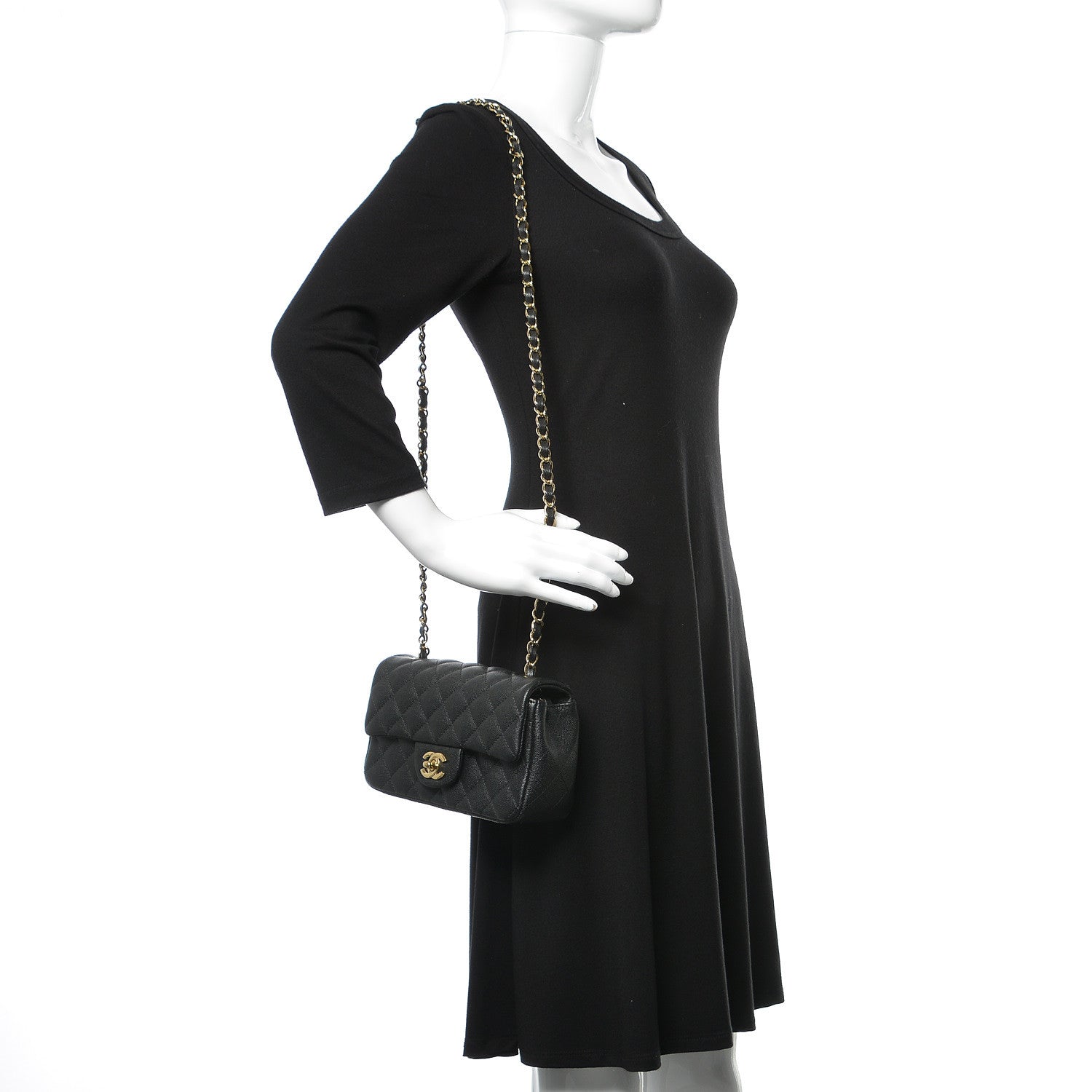 Chanel Caviar Quilted Mini Rectangular Flap Black 2 of 9