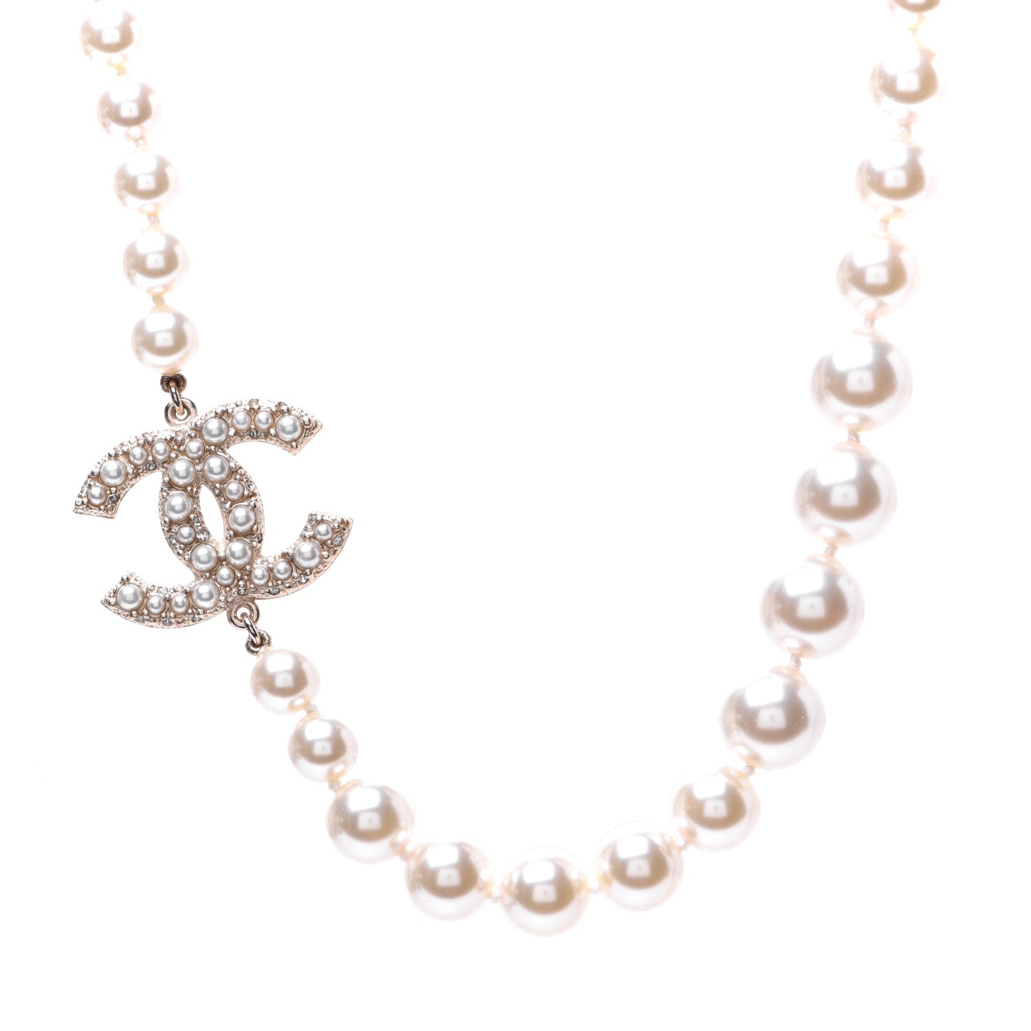 Chanel Pearl CC 100th Anniversary Necklace Light Gold 1 of 8