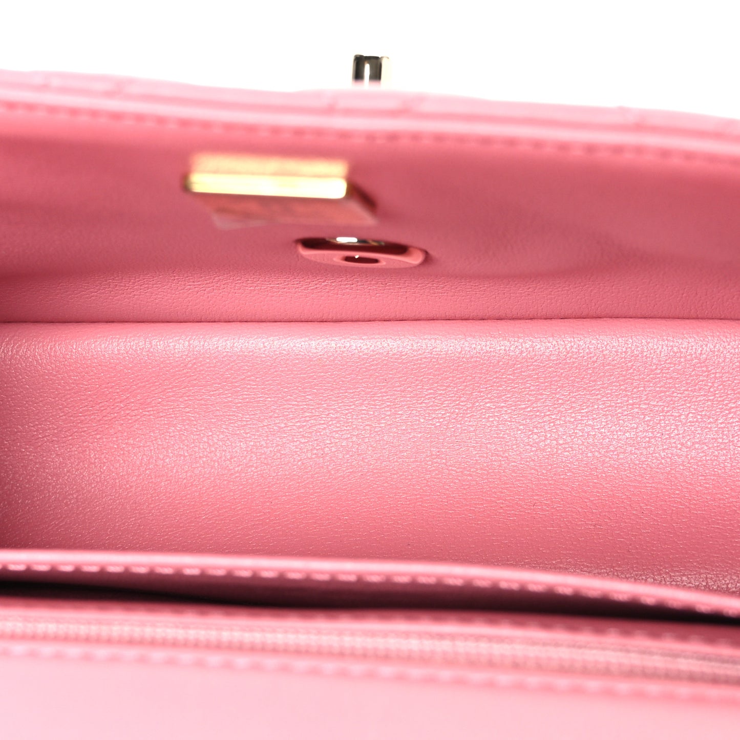 Lambskin Quilted Mini Top Handle Rectangular Flap Pink