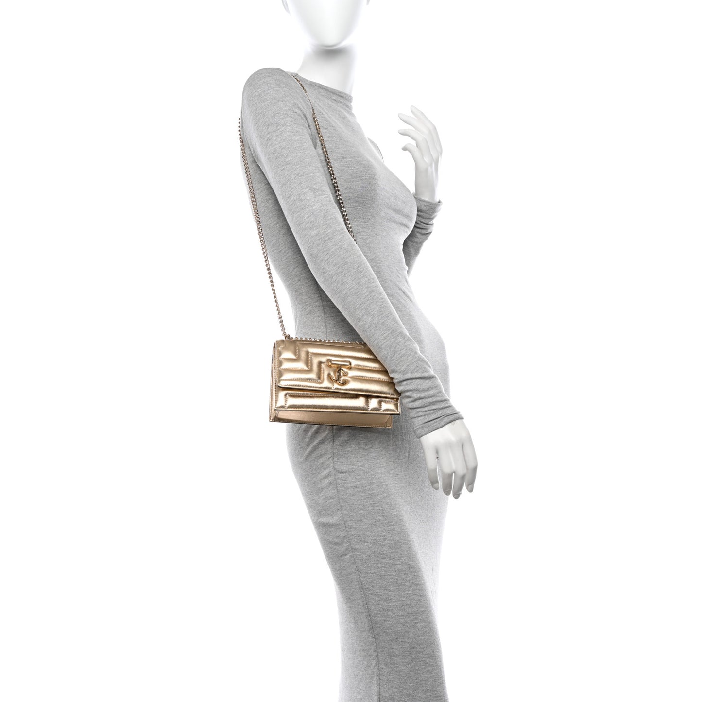 Metallic Nappa Quilted Bohemia Shoulder Bag Gold