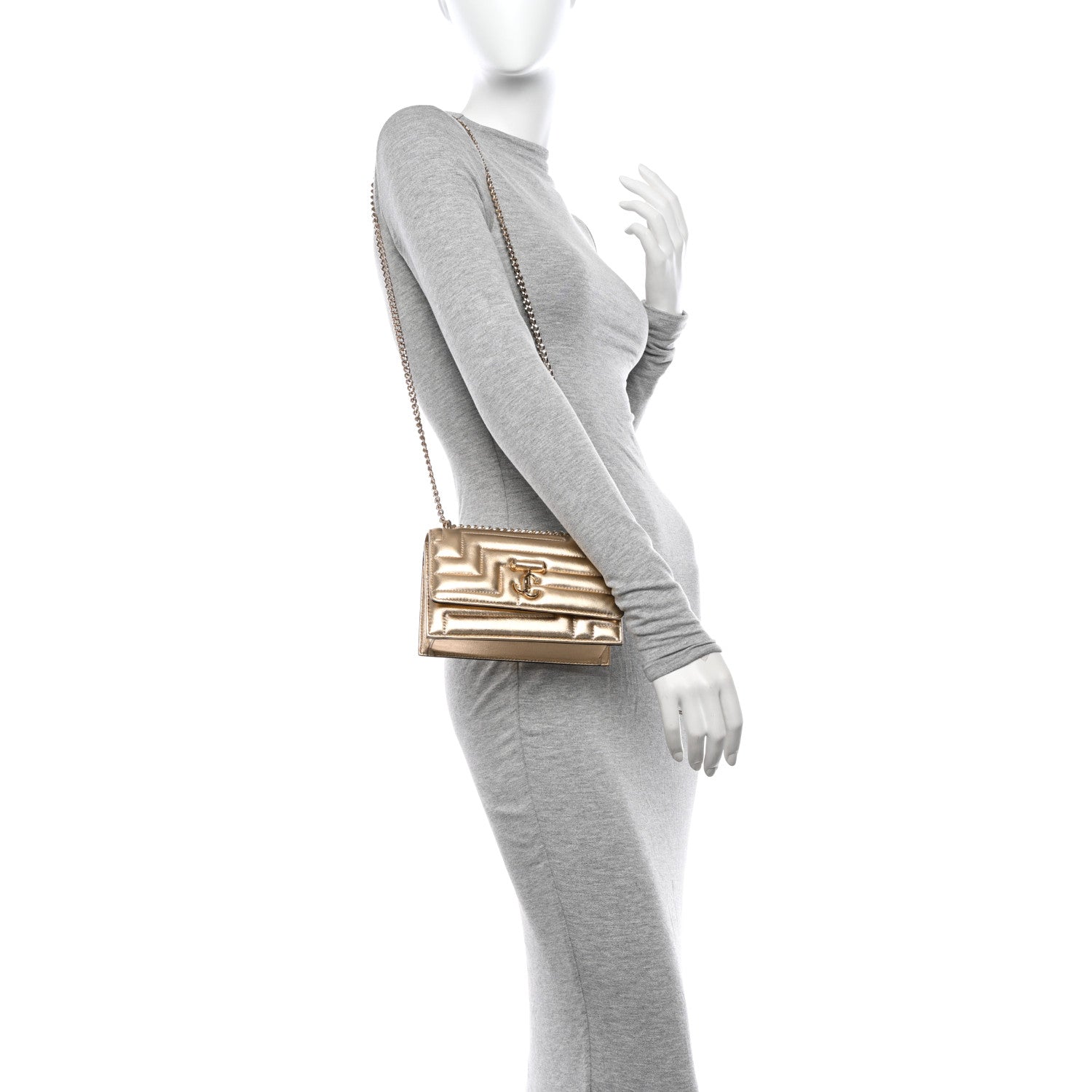 Jimmy Choo Metallic Nappa Quilted Bohemia Shoulder Bag Gold 3 of 11