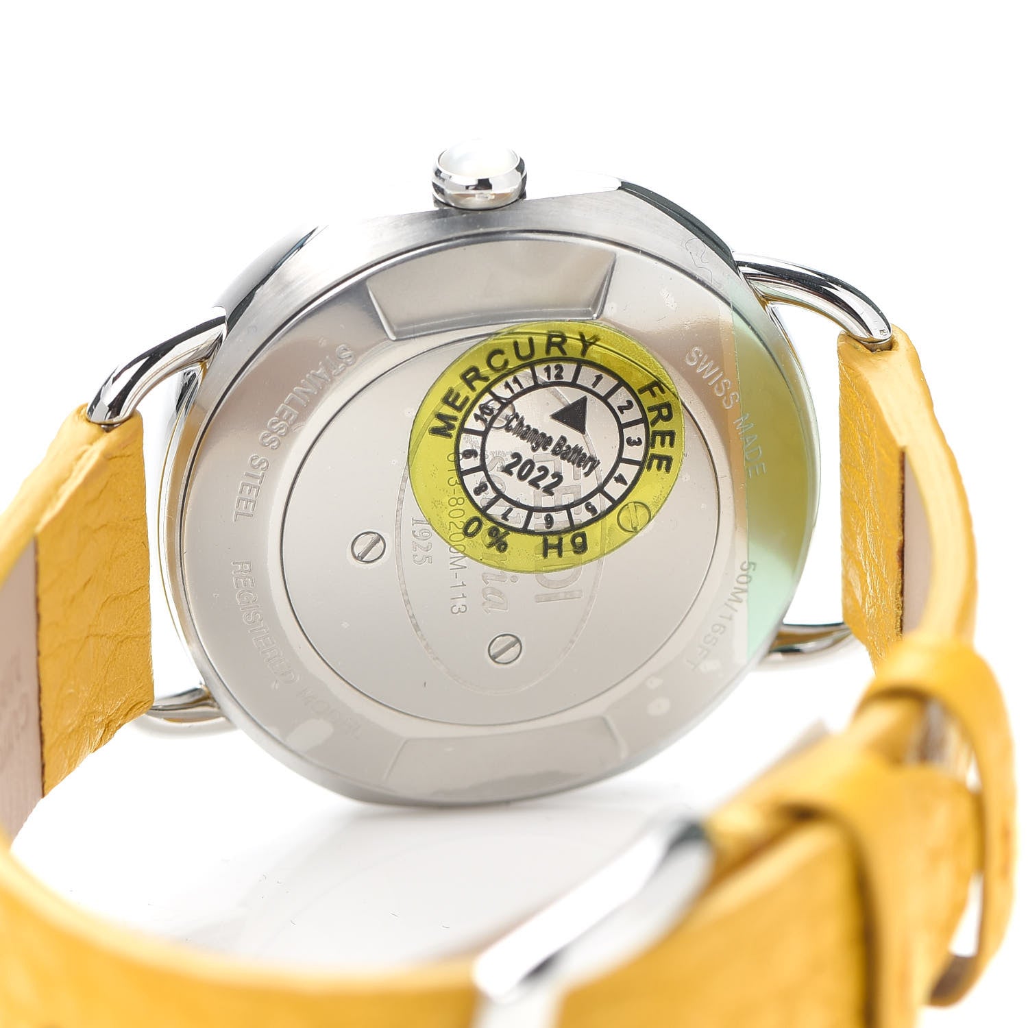 Fendi Stainless Steel Calfskin Mother of Pearl 36mm Selleria Quartz Watch Yellow 4 of 5