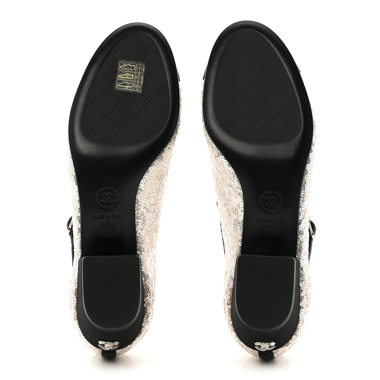 Glittered Tulle Sequin Grosgrain Cap Toe CC Mary Jane Pumps 36.5 Light Pink Black