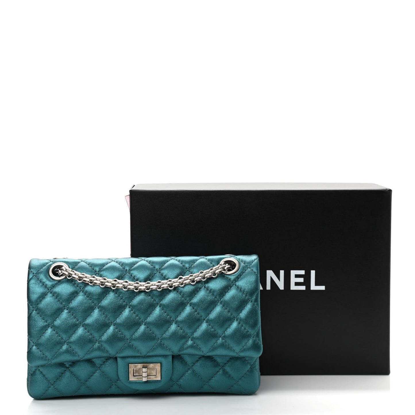 Metallic Calfskin 2.55 Reissue 225 Flap Turquoise