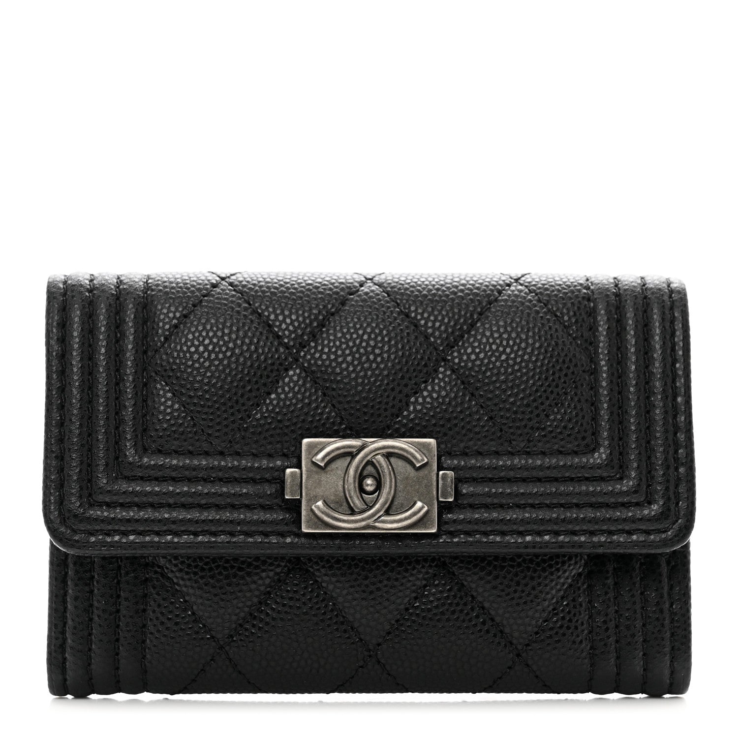 Chanel Caviar Quilted Boy Flap Card Holder Black 1 of 8