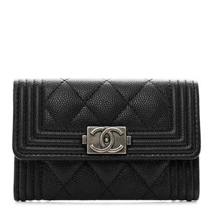 Chanel Caviar Quilted Boy Flap Card Holder Black 1 of 8