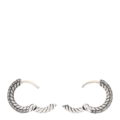 David Yurman Sterling Silver Diamond Petite Pave Huggie Hoop Earrings 3 of 5