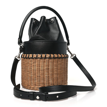 Saint Laurent Calfskin Wicker Small Bahia Bucket Bag Black 3 of 10